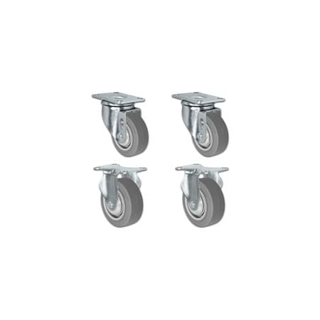 Casterhq 3"x1.25" Thermo Plastic Rubber Caster, 2 Swivel And 2 Rigid, PK4 21CS314FX35X-01-2S-2R